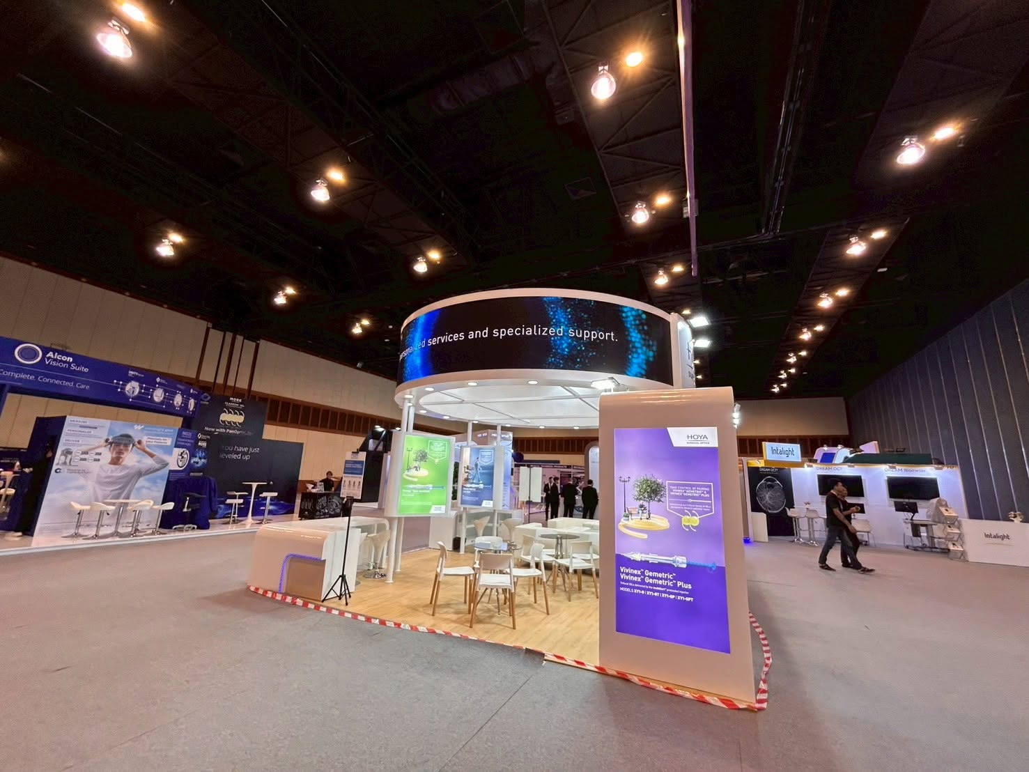 HOYA Surgical Optics exhibition booth with curved LED display